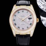 GB Factory ROLEX Datejust Alligator Leather Belt Series gold steel case with White diamond diameter 40mm Watch